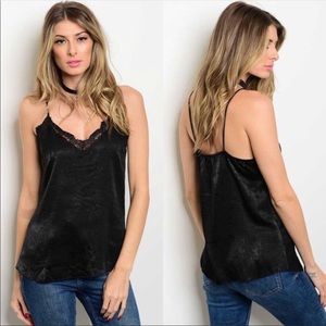 Black satin cami